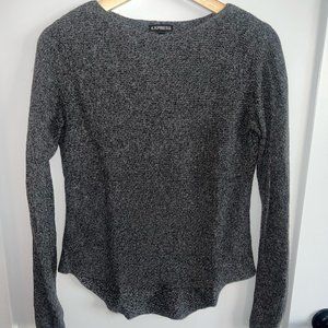 Express Black and Grey Sweater Boat Neck High-Low Hem